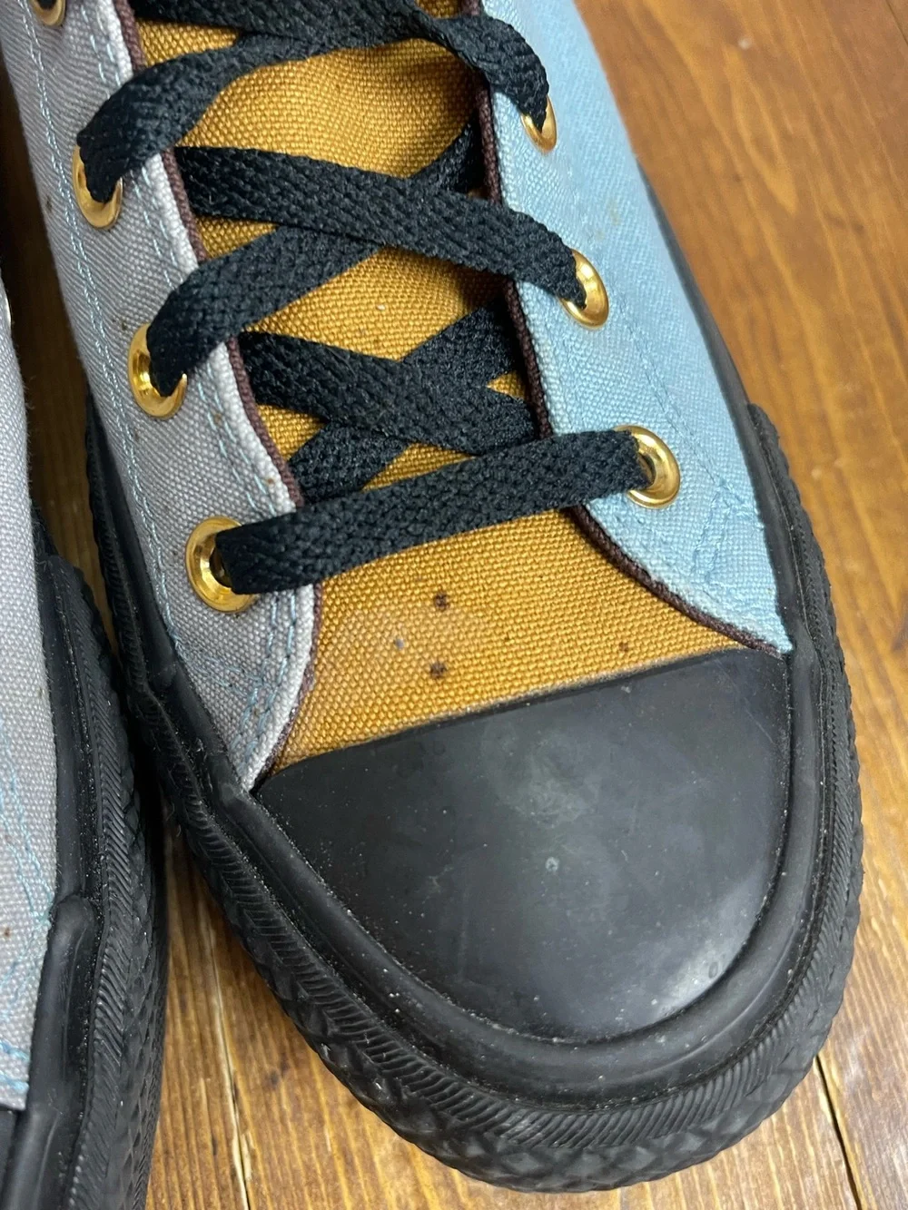 Converse high top platform sneakers women’s size 8.5 blue, gray and gold - Picture 10 of 12